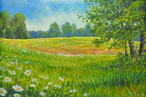 Daisy Parade Acrylic Painting