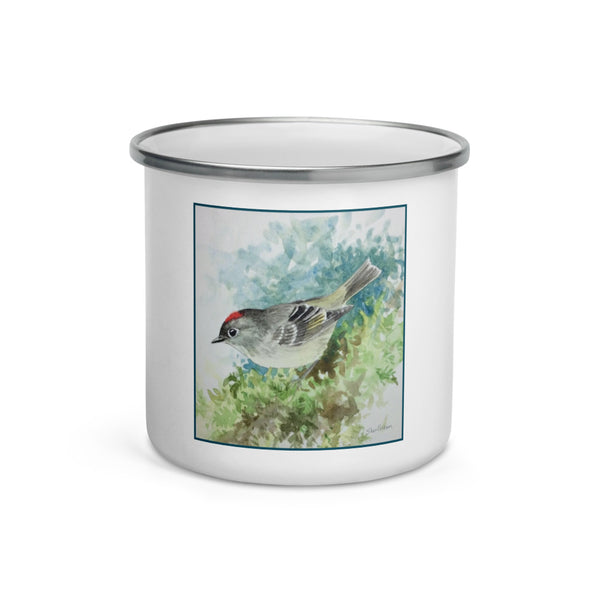 Ruby Crowned Kinglet Enamel Mug