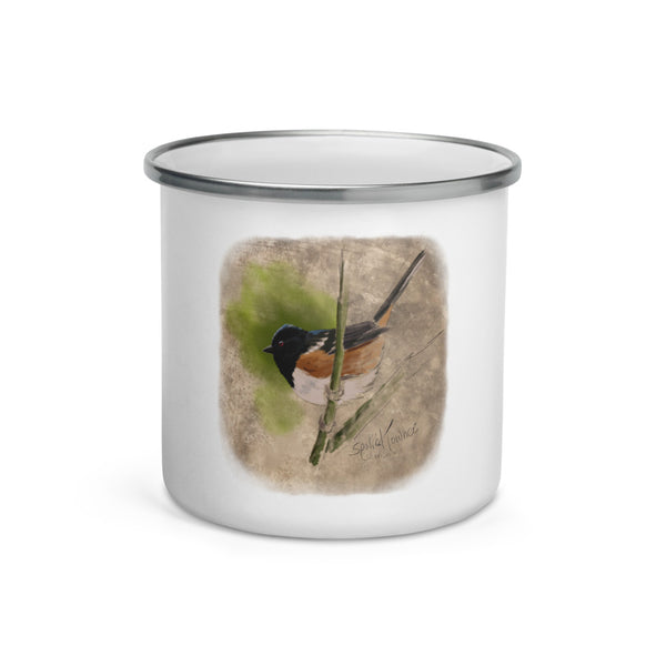 Spotted Towhee Enamel Mug