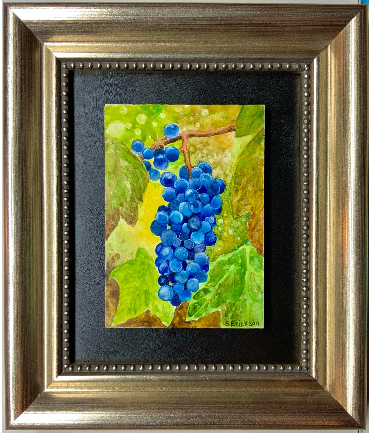 Wine Grapes After Rain Miniature Watercolor Painting