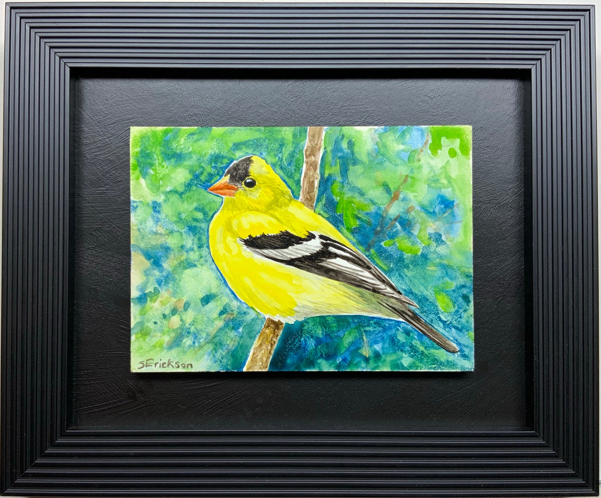 Miniature Watercolor Painting Goldfinch